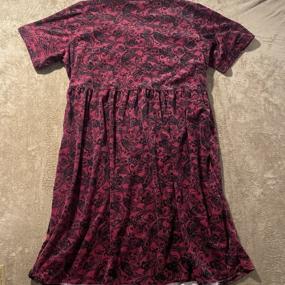 Woman Within Dress Womens 18/20 Midi Velour Velvet Pink Paisley Button Front - Picture 3 of 7